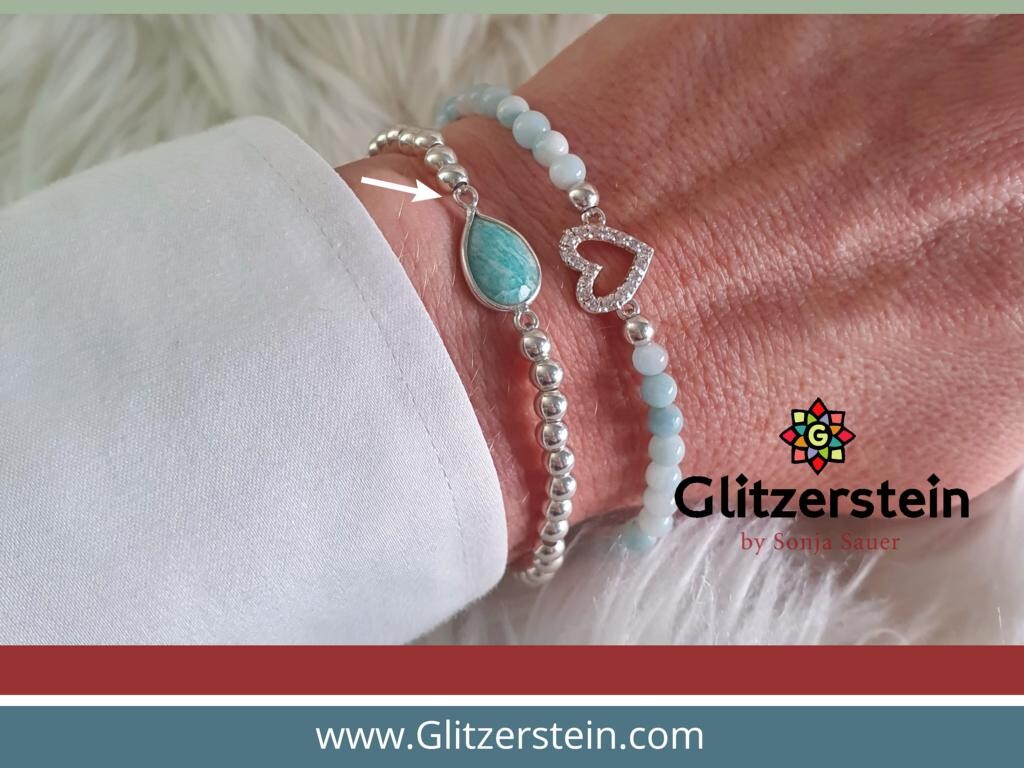 Armband Silberkugeln Mit Amazonit Schmuckverbinder DIY Schmuck