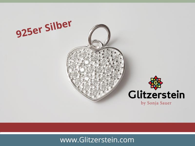 Anhänger Herz 925 Silber Onlineshop Zirkonia-Steinen Schmuck mit - DIY