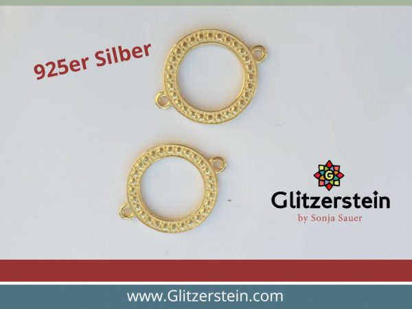 Schmuckverbinder Kreis 925er Silber vergoldet Echtsilber