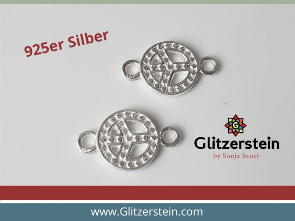 Schmuckverbinder Peace 925er Silber Echtsilber