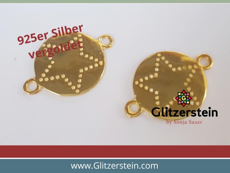 Schmuckverbinder Stern 925er Silber vergoldet Echtsilber