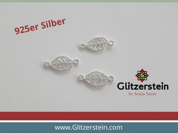 Schmuckverbinder Leaf Blatt 925er Silber Echtsilber